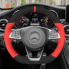 MEWANT Carbon Fiber Leather Car Steering Wheel Cover for Mercedes Benz W176 W246 W205 C117 C218 X218 W213 X253 C253 - Alcantara, Leather, Carbon Fiber, Easy Install, Non - Slip, Best Steering Wheel Cover