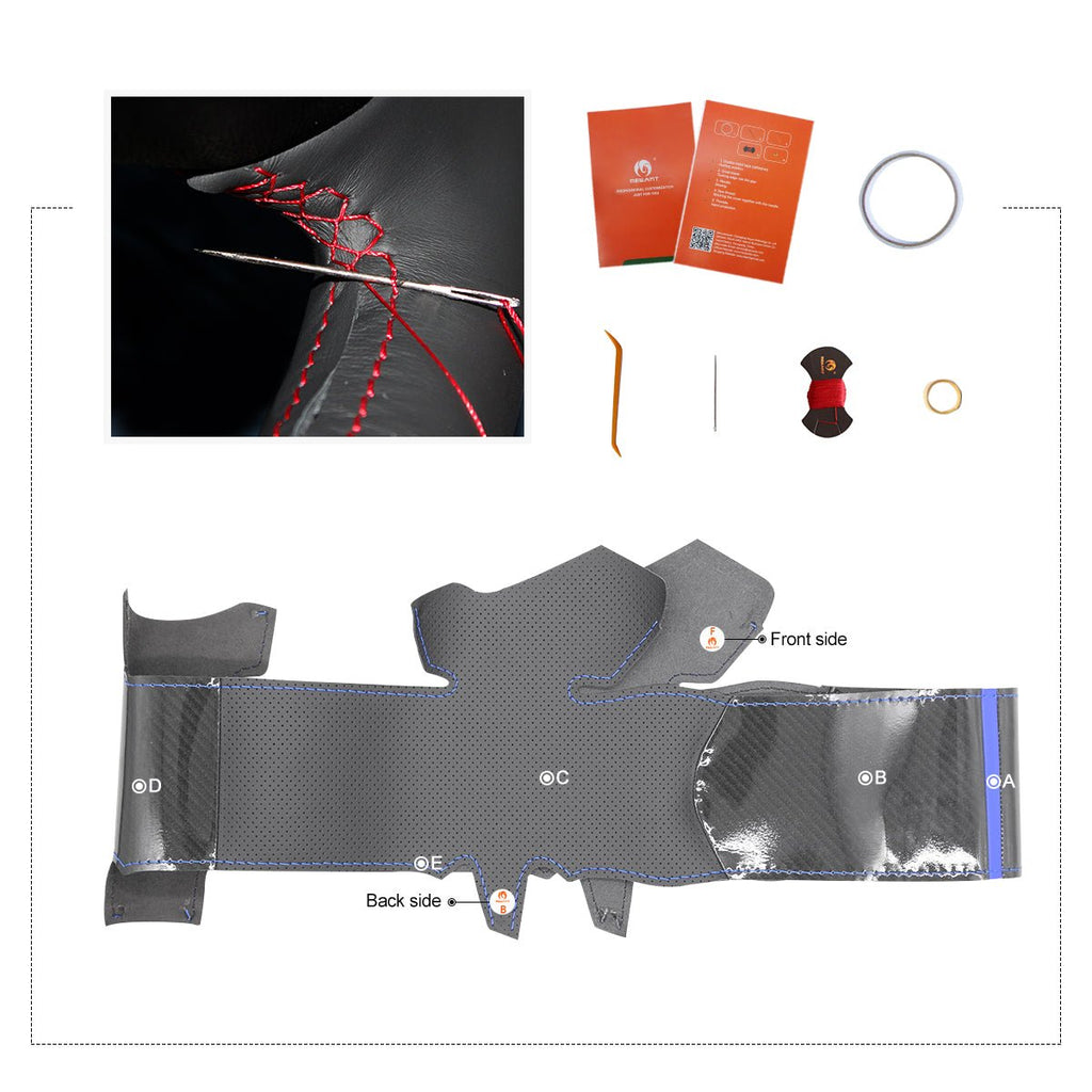 MEWANT Carbon Fiber Leather Car Steering Wheel Cover for Subaru Impreza WRX STI 2002 - 2004 - Alcantara, Leather, Carbon Fiber, Easy Install, Non - Slip, Best Steering Wheel Cover