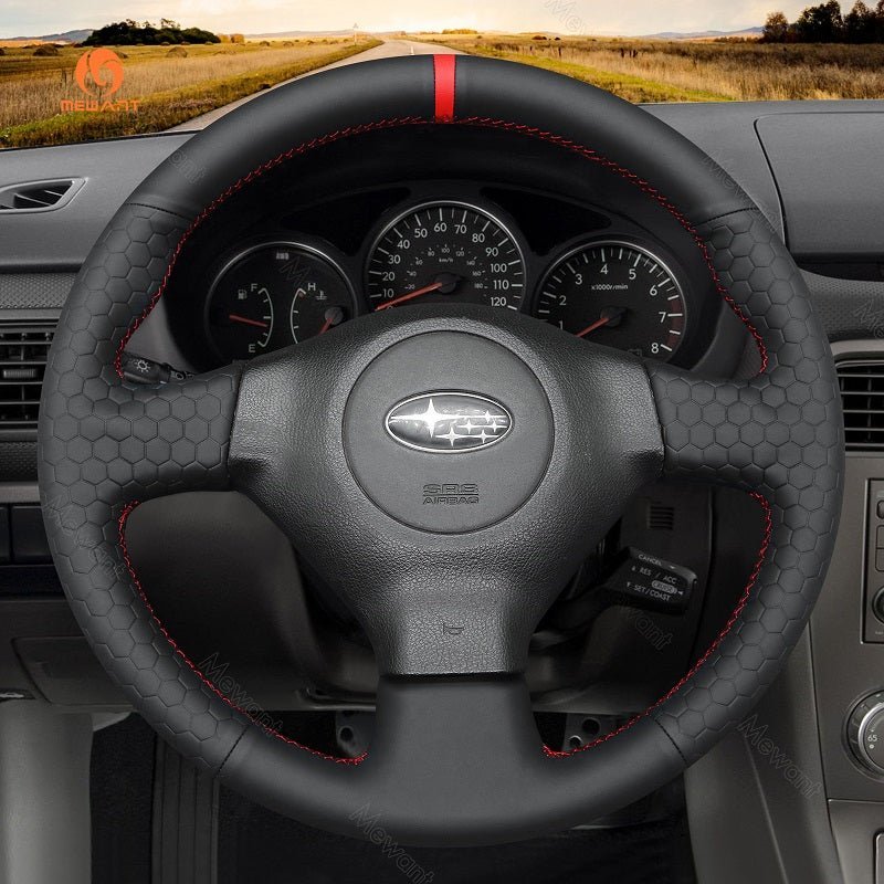 MEWANT Carbon Fiber Leather Car Steering Wheel Cover for Subaru Impreza WRX STI 2002 - 2004 - Alcantara, Leather, Carbon Fiber, Easy Install, Non - Slip, Best Steering Wheel Cover