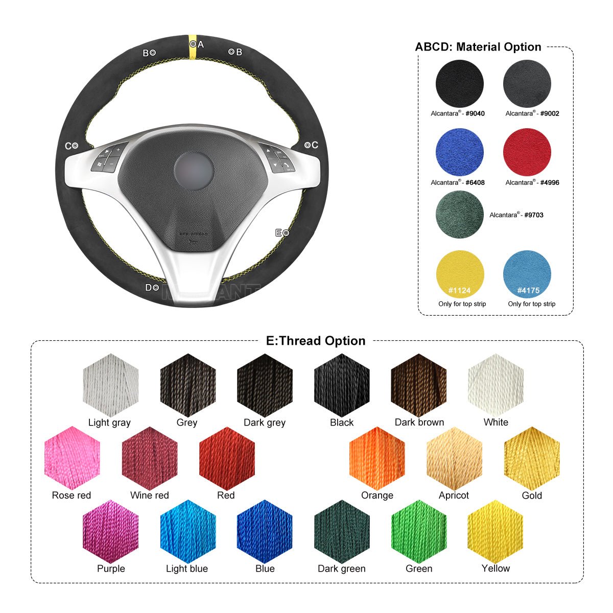 MEWANT Carbon Fiber Suede Athsuede Car Steering Wheel Cover for Alfa Romeo Giulietta 2010 - 2014 / MiTo 2008 - 2015 - Mewant Cover