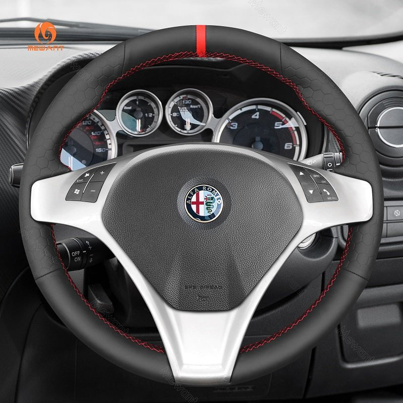 MEWANT Carbon Fiber Suede Athsuede Car Steering Wheel Cover for Alfa Romeo Giulietta 2010 - 2014 / MiTo 2008 - 2015 - Mewant Cover