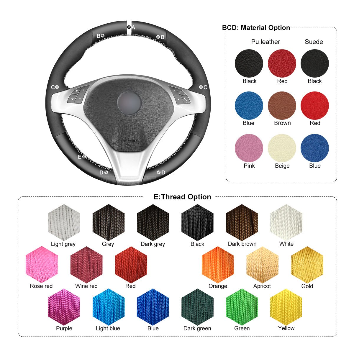 MEWANT Carbon Fiber Suede Athsuede Car Steering Wheel Cover for Alfa Romeo Giulietta 2010 - 2014 / MiTo 2008 - 2015 - Mewant Cover