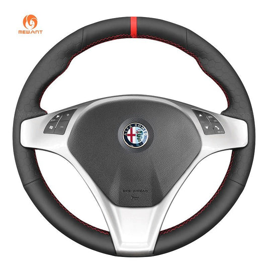 MEWANT Carbon Fiber Suede Athsuede Car Steering Wheel Cover for Alfa Romeo Giulietta 2010 - 2014 / MiTo 2008 - 2015 - Mewant Cover