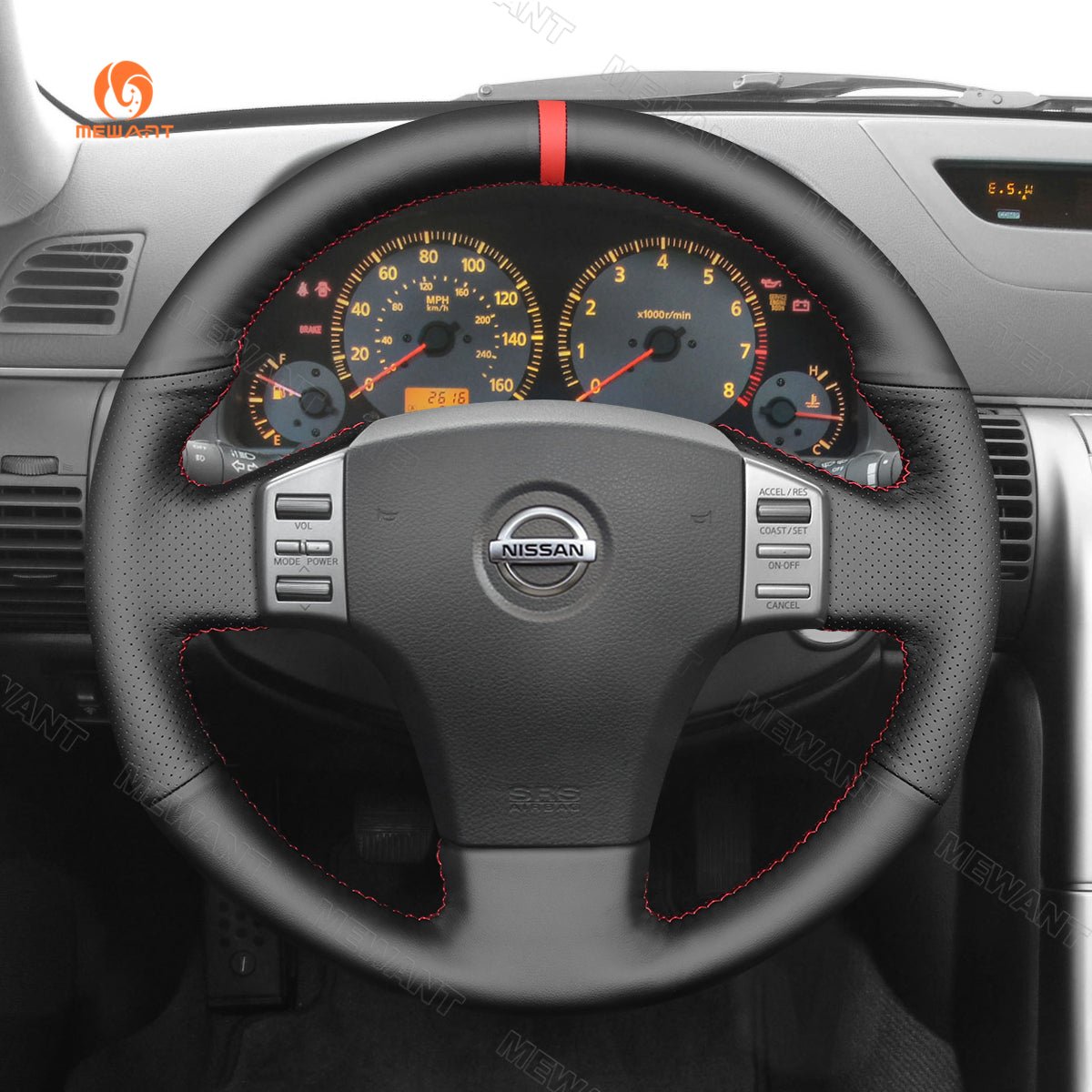 MEWANT Carbon Fiber Suede Car Steering Wheel Cover for Infiniti G35 2003 - 2006 / for Nissan Skyline V35 2003 - 2006 - Mewant Cover