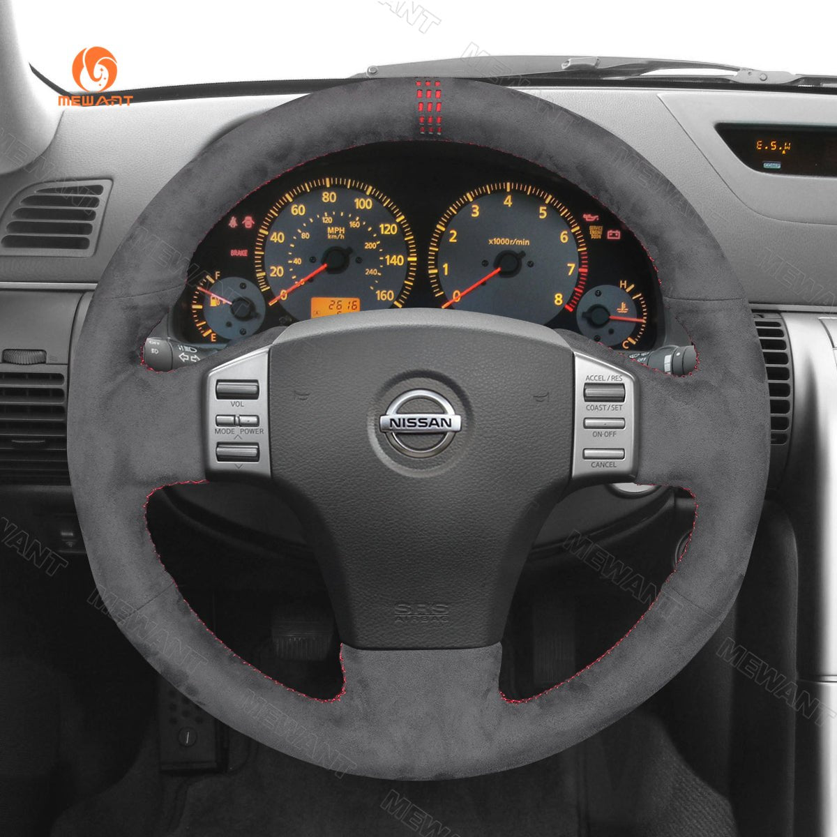 MEWANT Carbon Fiber Suede Car Steering Wheel Cover for Infiniti G35 2003 - 2006 / for Nissan Skyline V35 2003 - 2006 - Mewant Cover