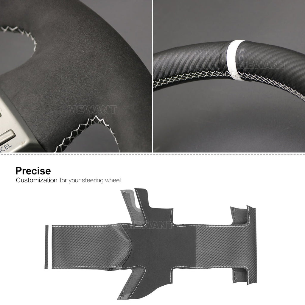MEWANT Carbon Fiber Suede Car Steering Wheel Cover for Infiniti G35 2003 - 2006 / for Nissan Skyline V35 2003 - 2006 - Alcantara, Leather, Carbon Fiber, Easy Install, Non - Slip, Best Steering Wheel Cover