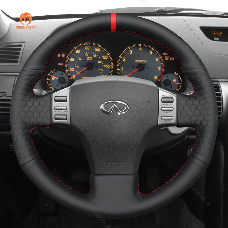 MEWANT Carbon Fiber Suede Car Steering Wheel Cover for Infiniti G35 2003 - 2006 / for Nissan Skyline V35 2003 - 2006 - Mewant Cover