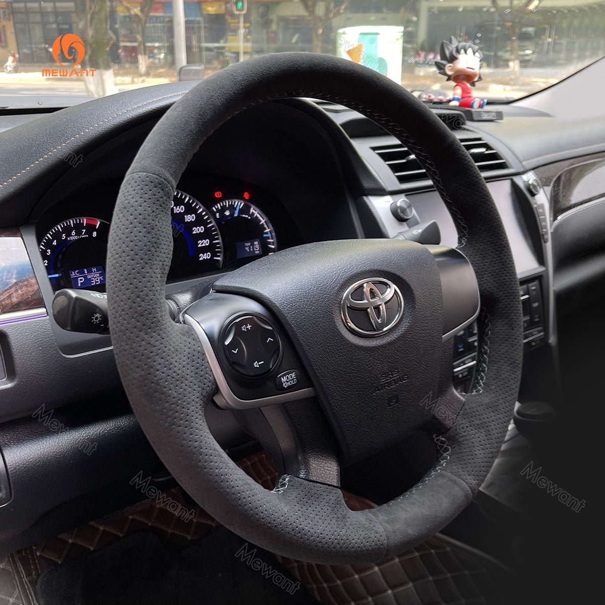 MEWANT Carbon Fiber Suede Car Steering Wheel Cover for Toyota Camry 2017 - 2021 / Corolla 2018 - 2021 / RAV4 2018 - 2021 - Mewant Cover