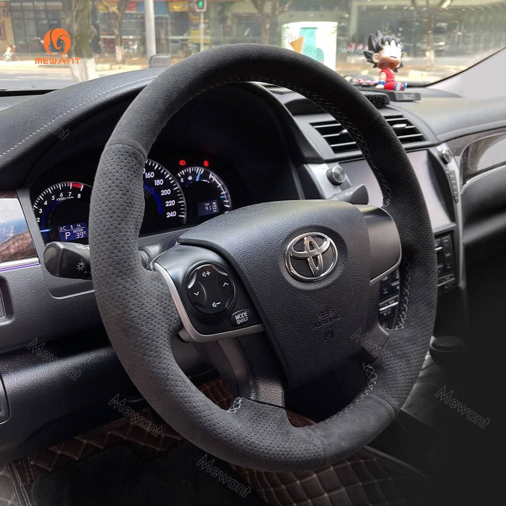 MEWANT Carbon Fiber Suede Car Steering Wheel Cover for Toyota Camry 2017 - 2021 / Corolla 2018 - 2021 / RAV4 2018 - 2021 - Alcantara, Leather, Carbon Fiber, Easy Install, Non - Slip, Best Steering Wheel Cover