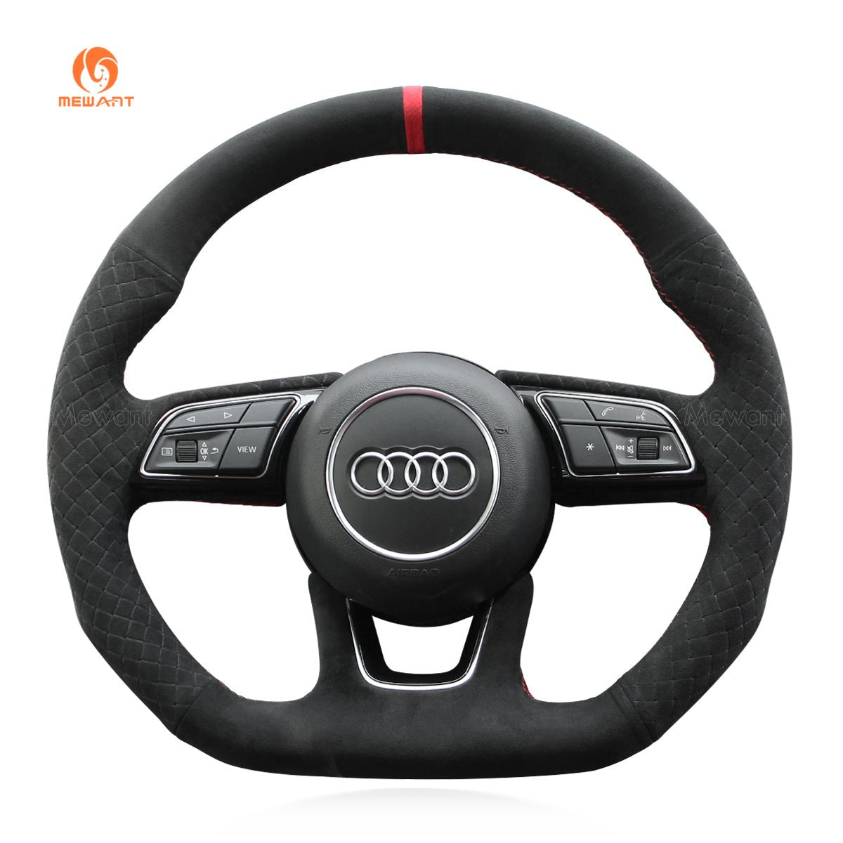 MEWANT Dark Grey Alcantara Car Steering Wheel Cover for Audi A3 A5 RS 3 RS 5 S3 S4 S5 - Alcantara, Leather, Carbon Fiber, Easy Install, Non - Slip, Best Steering Wheel Cover