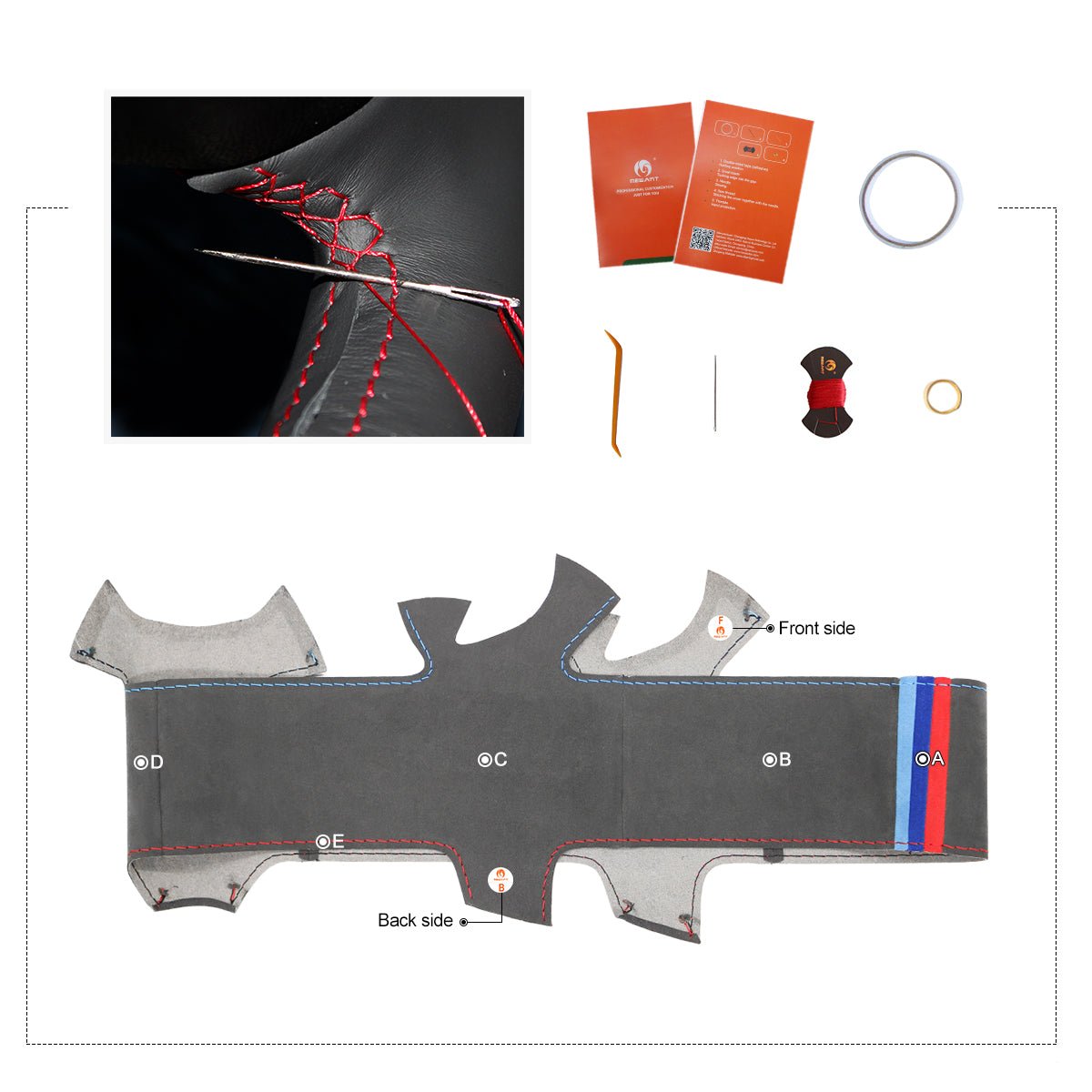 MEWANT Dark Grey Alcantara Car Steering Wheel Cover for BMW 3 Series E90 (Sedan) 2005 - 2011 / E91 (Touring) 2005 - 2011 X1 E84 2009 - 2015 - Alcantara, Leather, Carbon Fiber, Easy Install, Non - Slip, Best Steering Wheel Cover