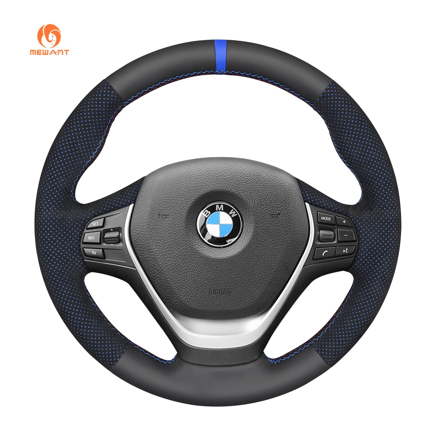 MEWANT Dark Grey Alcantara Car Steering Wheel Cover for BMW 3 Series F30 F34 F22 F23 F32 F33 F36 - Alcantara, Leather, Carbon Fiber, Easy Install, Non - Slip, Best Steering Wheel Cover
