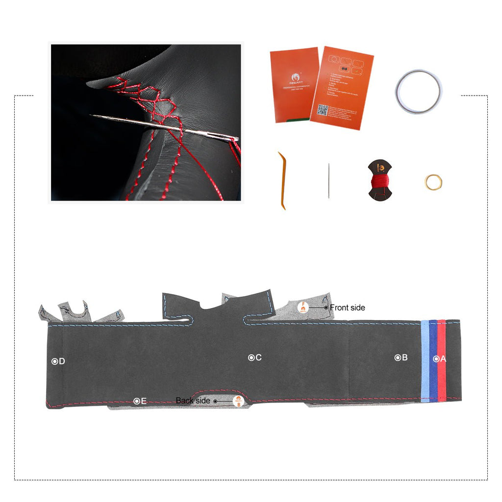 MEWANT Dark Grey Alcantara Car Steering Wheel Cover for BMW E46 318i 325i 330ci / E39 / X5 E53 / Z3 E36/7 E36/8 - Alcantara, Leather, Carbon Fiber, Easy Install, Non - Slip, Best Steering Wheel Cover