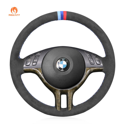 MEWANT Dark Grey Alcantara Car Steering Wheel Cover for BMW E46 318i 325i 330ci / E39 / X5 E53 / Z3 E36/7 E36/8 - Mewant Cover