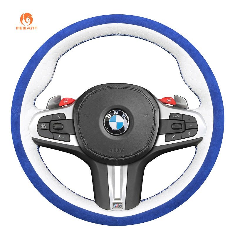 MEWANT Dark Grey Alcantara Car Steering Wheel Cover for BMW M3 G80 M4 G82 G83 M5 F90 M8 F91 F92 F93 3 M F97 X4 M F98 X5 M F95 X6 M F96 - Alcantara, Leather, Carbon Fiber, Easy Install, Non - Slip, Best Steering Wheel Cover