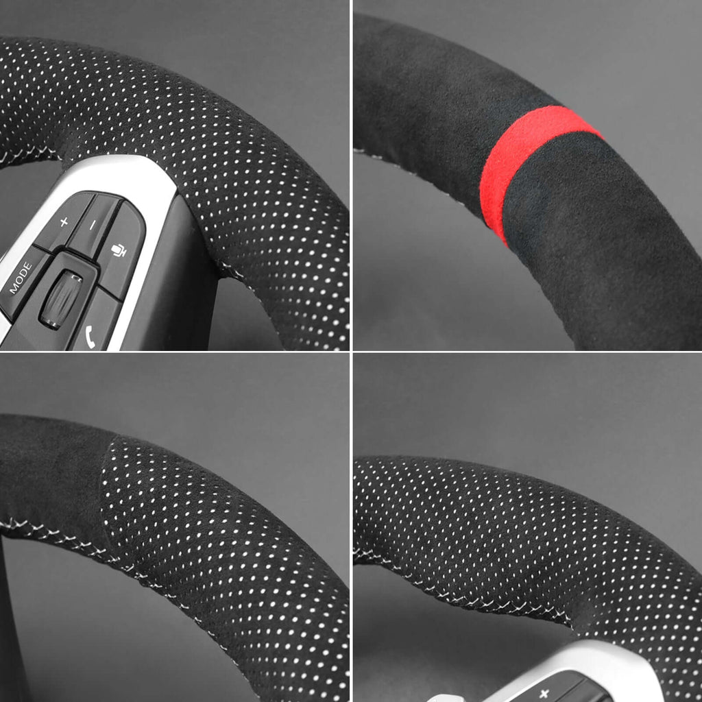 MEWANT Dark Grey Alcantara Car Steering Wheel Cover for BMW M3 G80 M4 G82 G83 M5 F90 M8 F91 F92 F93 3 M F97 X4 M F98 X5 M F95 X6 M F96 - Alcantara, Leather, Carbon Fiber, Easy Install, Non - Slip, Best Steering Wheel Cover