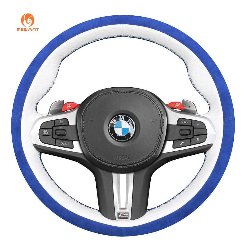 MEWANT Dark Grey Alcantara Car Steering Wheel Cover for BMW M3 G80 M4 G82 G83 M5 F90 M8 F91 F92 F93 3 M F97 X4 M F98 X5 M F95 X6 M F96 - Alcantara, Leather, Carbon Fiber, Easy Install, Non - Slip, Best Steering Wheel Cover