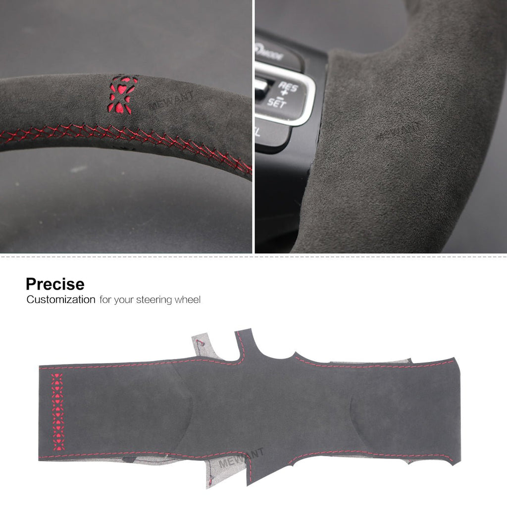 MEWANT Dark Grey Alcantara Car Steering Wheel Cover for Kia Stinger 2017 2018 2019 2020 - Alcantara, Leather, Carbon Fiber, Easy Install, Non - Slip, Best Steering Wheel Cover