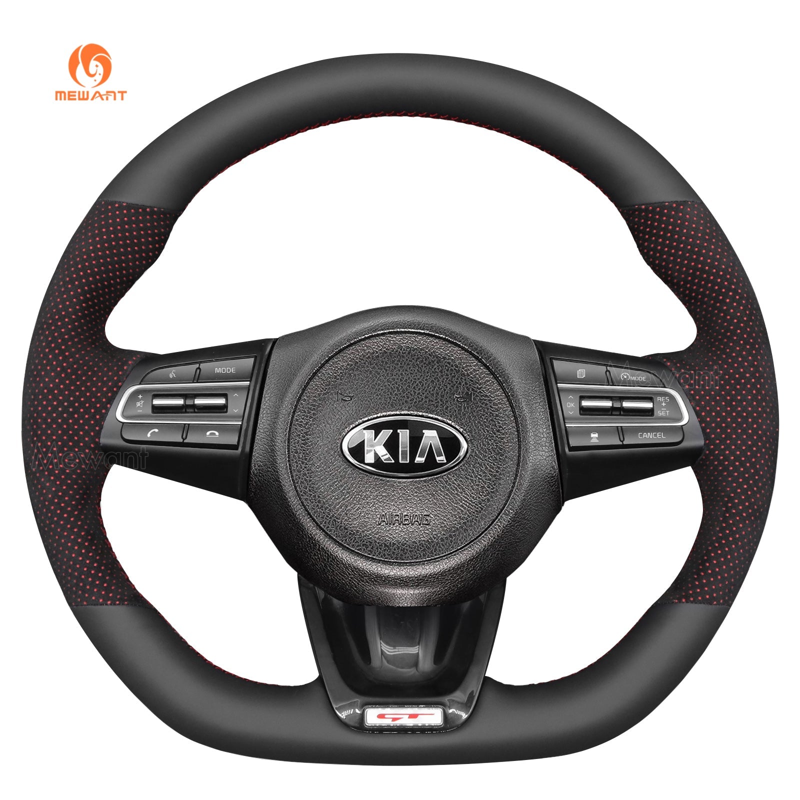 MEWANT Dark Grey Alcantara Car Steering Wheel Cover for Kia Stinger 2017 2018 2019 2020 - Alcantara, Leather, Carbon Fiber, Easy Install, Non - Slip, Best Steering Wheel Cover