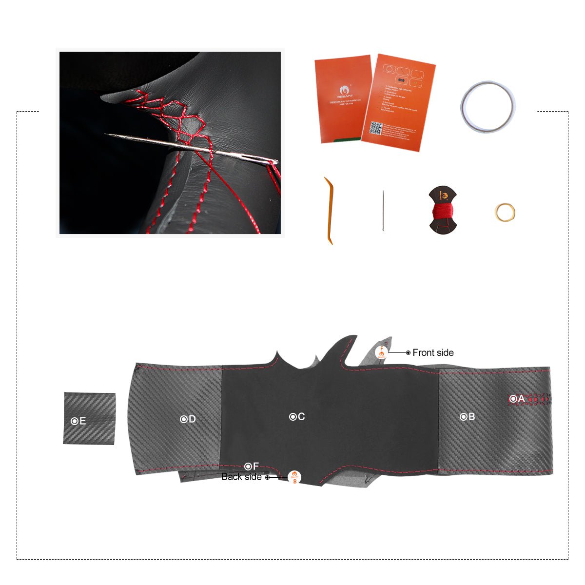 MEWANT Dark Grey Alcantara Car Steering Wheel Cover for Mercedes Benz AMG A35 W177 C190 W205 W213 - Alcantara, Leather, Carbon Fiber, Easy Install, Non - Slip, Best Steering Wheel Cover