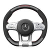 MEWANT Dark Grey Alcantara Car Steering Wheel Cover for Mercedes Benz AMG A35 W177 C190 W205 W213 - Alcantara, Leather, Carbon Fiber, Easy Install, Non - Slip, Best Steering Wheel Cover
