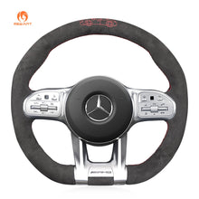 Load image into Gallery viewer, MEWANT Dark Grey Alcantara Car Steering Wheel Cover for Mercedes Benz AMG A35 W177 C190 W205 W213 - Mewant Cover
