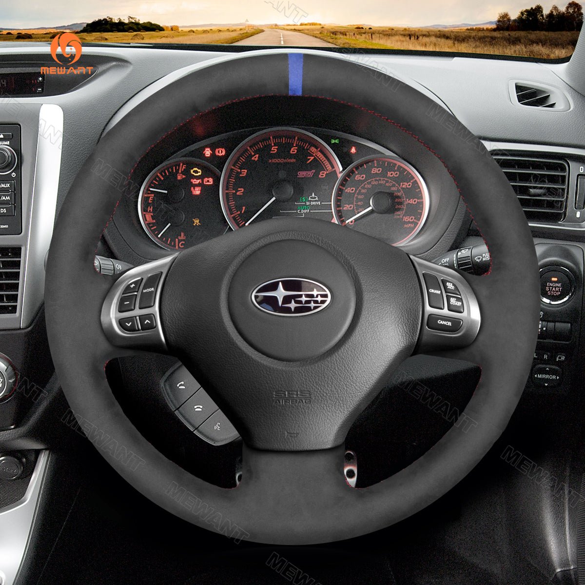 MEWANT Dark Grey Alcantara Car Steering Wheel Cover for Subaru Forester Impreza Legacy Outback Impreza Exiga - Mewant Cover