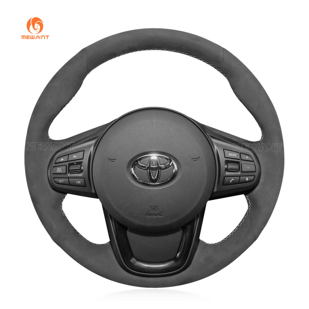 MEWANT Dark Grey Red Alcantara Car Steering Wheel Cover for Toyota Supra GR Supra 2019 2020 2021 - Alcantara, Leather, Carbon Fiber, Easy Install, Non - Slip, Best Steering Wheel Cover