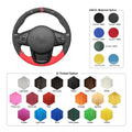 MEWANT Dark Grey Red Alcantara Car Steering Wheel Cover for Toyota Supra GR Supra 2019 2020 2021 - Alcantara, Leather, Carbon Fiber, Easy Install, Non - Slip, Best Steering Wheel Cover