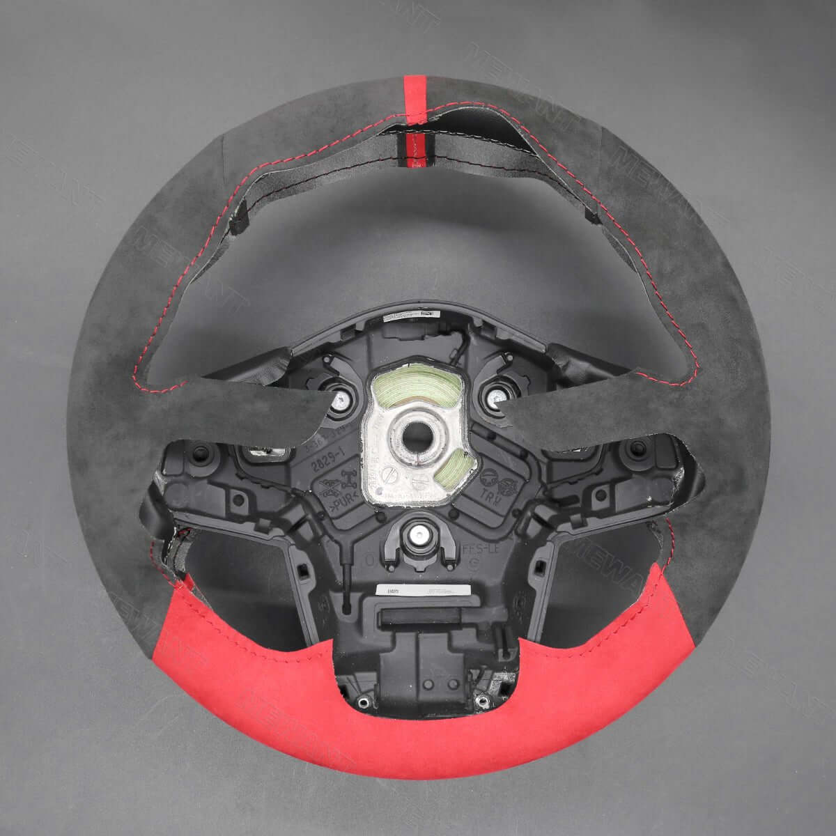 MEWANT Dark Grey Red Alcantara Car Steering Wheel Cover for Toyota Supra GR Supra 2019 2020 2021 - Alcantara, Leather, Carbon Fiber, Easy Install, Non - Slip, Best Steering Wheel Cover
