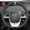 MEWANT DIY Black Leather Car Steering Wheel Cover for Toyota Prius 4 2016 - 2022 / Prius Prime 2017 - 2022 / Mirai 2016 - 2018 - Alcantara, Leather, Carbon Fiber, Easy Install, Non - Slip, Best Steering Wheel Cover
