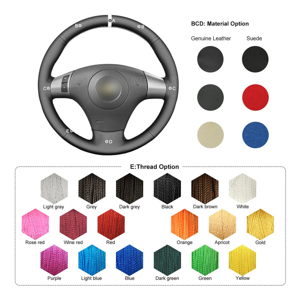 MEWANT DIY Black Leather Suede Car Steering Wheel Cover for Chevrolet Malibu HHR Cobalt for Pontiac G5 G6 Solstice Torrent - Alcantara, Leather, Carbon Fiber, Easy Install, Non - Slip, Best Steering Wheel Cover