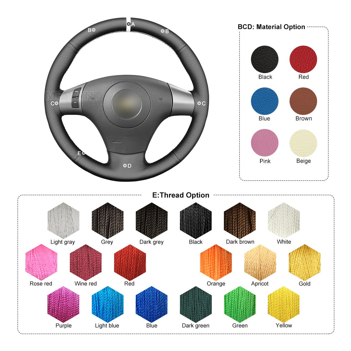 MEWANT DIY Black Leather Suede Car Steering Wheel Cover for Chevrolet Malibu HHR Cobalt for Pontiac G5 G6 Solstice Torrent - Alcantara, Leather, Carbon Fiber, Easy Install, Non - Slip, Best Steering Wheel Cover