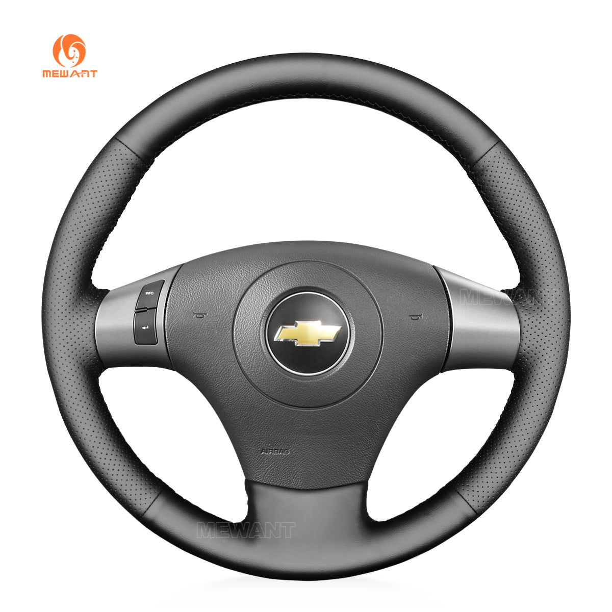 MEWANT DIY Black Leather Suede Car Steering Wheel Cover for Chevrolet Malibu HHR Cobalt for Pontiac G5 G6 Solstice Torrent - Alcantara, Leather, Carbon Fiber, Easy Install, Non - Slip, Best Steering Wheel Cover