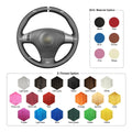 MEWANT DIY Black Leather Suede Car Steering Wheel Cover for Chevrolet Malibu HHR Cobalt for Pontiac G5 G6 Solstice Torrent - Alcantara, Leather, Carbon Fiber, Easy Install, Non - Slip, Best Steering Wheel Cover