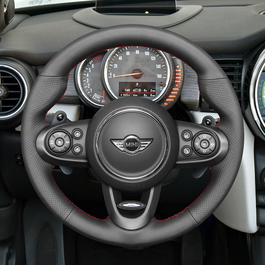 MEWANT DIY Black Leather Suede Car Steering Wheel Cover?for?Mini?(Hatchback/Mini)?JCW?Clubman?JCW Convertible?JCW?Countryman?JCW - Mewant Cover