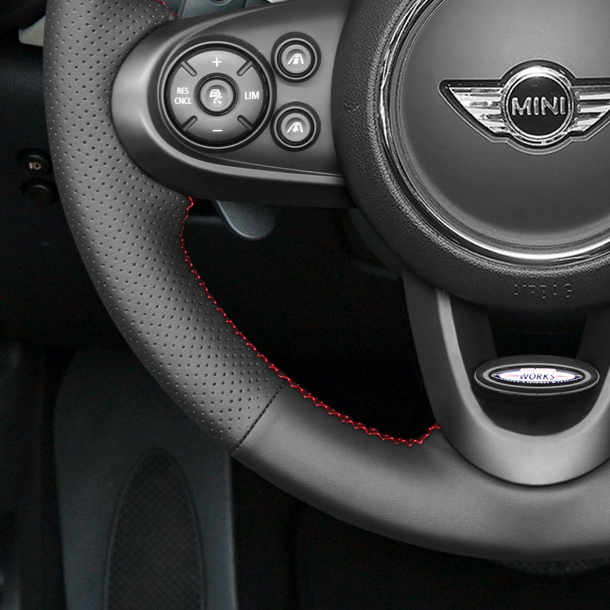 MEWANT DIY Black Leather Suede Car Steering Wheel Cover?for?Mini?(Hatchback/Mini)?JCW?Clubman?JCW Convertible?JCW?Countryman?JCW - Mewant Cover