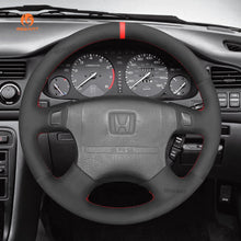 Charger l&#39;image dans la visionneuse de galerie, MEWANT DIY Black Leather Suede Car Steering Wheel Cover Honda Accord 1994 - 1997 / Odyssey 1995 - 1997 / Prelude 1994 - 1996 - Mewant Cover
