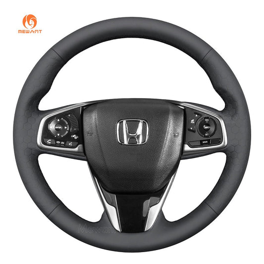 MEWANT DIY Black Leather Suede Carbon Fiber Car Steering Wheel Cover for Honda Civic 10 X CR - V CRV Clarity - Mewant Cover