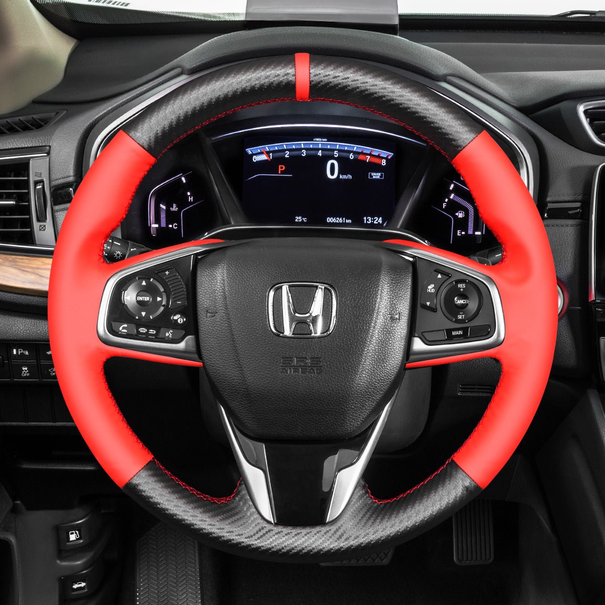 MEWANT DIY Black Leather Suede Carbon Fiber Car Steering Wheel Cover for Honda Civic 10 X CR - V CRV Clarity - Mewant Cover