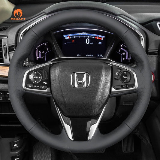 MEWANT DIY Black Leather Suede Carbon Fiber Car Steering Wheel Cover for Honda Civic 10 X CR - V CRV Clarity - Mewant Cover