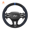 MEWANT DIY Black Leather Suede Carbon Fiber Car Steering Wheel Cover for Hyundai Elantra (N Line)/ Elantra N / Veloster N/ i20 N / i20 N Line/ i30 N/ i30 N Line/ Kona N - Mewant Cover