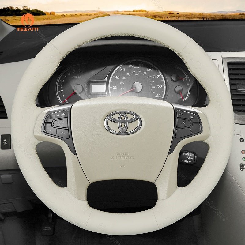 MEWANT DIY Black PU Leather Real Genuine Leather Car Steering Wheel Cover for Toyota Sienna 2011 - 2014 - Alcantara, Leather, Carbon Fiber, Easy Install, Non - Slip, Best Steering Wheel Cover