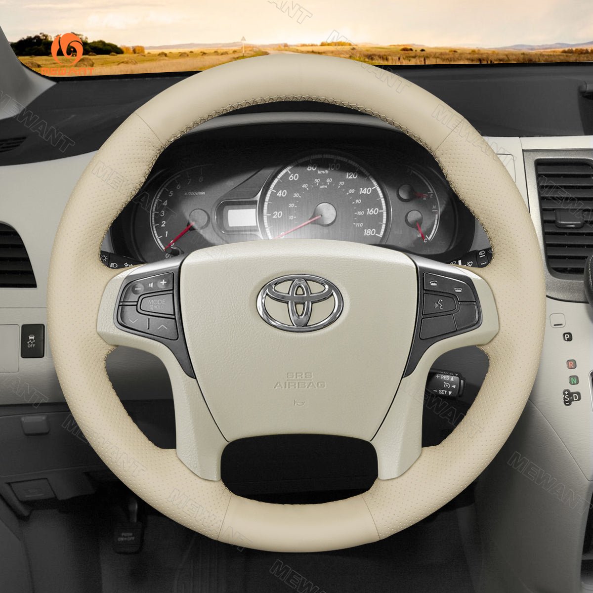 MEWANT DIY Black PU Leather Real Genuine Leather Car Steering Wheel Cover for Toyota Sienna 2011 - 2014 - Alcantara, Leather, Carbon Fiber, Easy Install, Non - Slip, Best Steering Wheel Cover