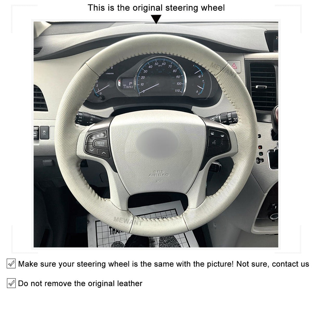 MEWANT DIY Black PU Leather Real Genuine Leather Car Steering Wheel Cover for Toyota Sienna 2011 - 2014 - Alcantara, Leather, Carbon Fiber, Easy Install, Non - Slip, Best Steering Wheel Cover