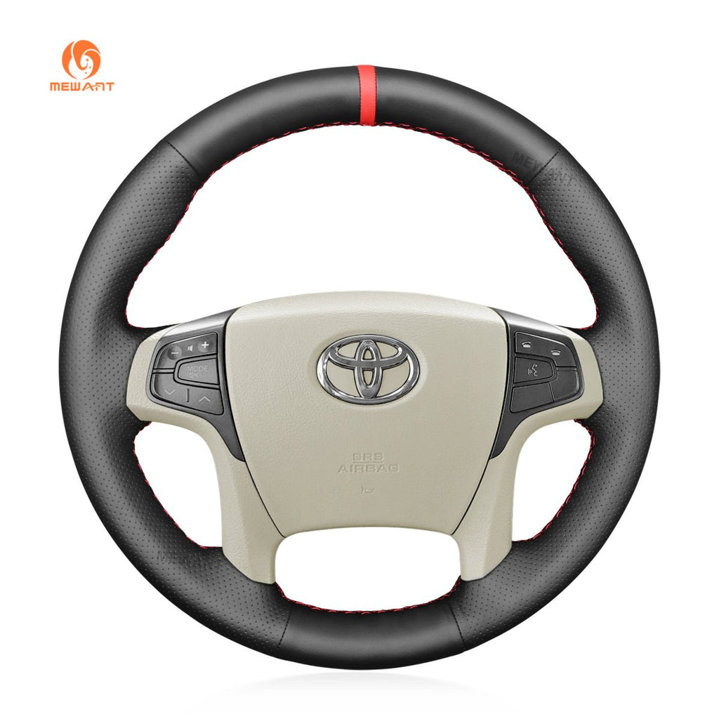 MEWANT DIY Black PU Leather Real Genuine Leather Car Steering Wheel Cover for Toyota Sienna 2011 - 2014 - Alcantara, Leather, Carbon Fiber, Easy Install, Non - Slip, Best Steering Wheel Cover