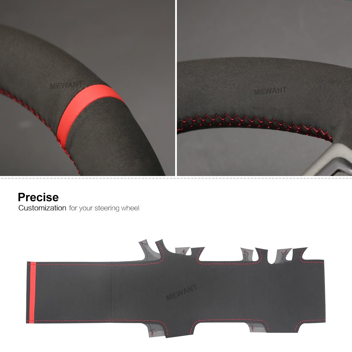 MEWANT DIY Black PU Real Genuine Leather Suede Car Steering Wheel Cover for?Opel?Vectra?C?Signum?for?Vauxhall?Vectra?C?Signum for?Holden?Vectra - Mewant Cover