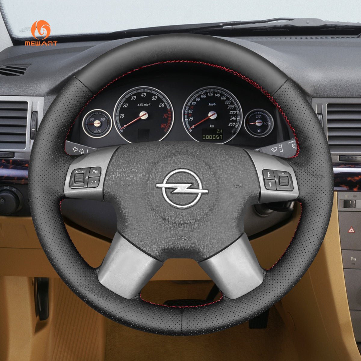 MEWANT DIY Black PU Real Genuine Leather Suede Car Steering Wheel Cover for?Opel?Vectra?C?Signum?for?Vauxhall?Vectra?C?Signum for?Holden?Vectra - Mewant Cover