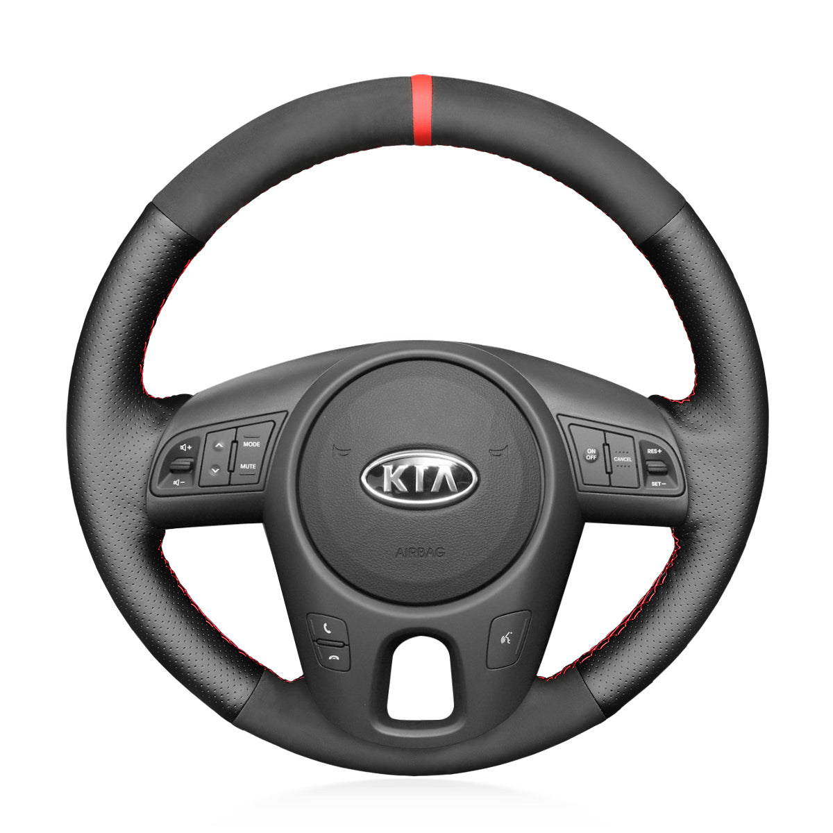 MEWANT DIY Black Suede Genuine Leather Car Steering Wheel Cover for Kia Forte (Forte Koup / Forte5) Soul Rio Rio5 - Mewant Cover