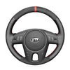 MEWANT DIY Black Suede Genuine Leather Car Steering Wheel Cover for Kia Forte (Forte Koup / Forte5) Soul Rio Rio5 - Mewant Cover